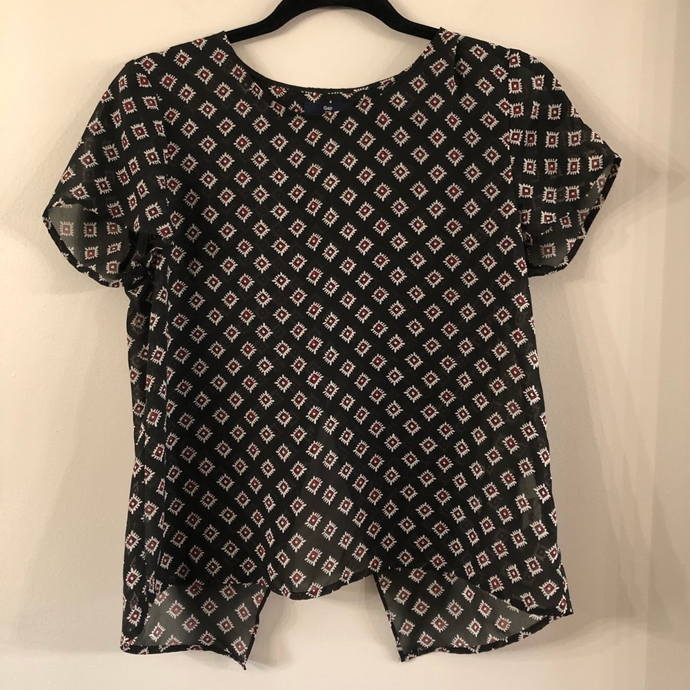 Gap Sheer Print Top with Open Back